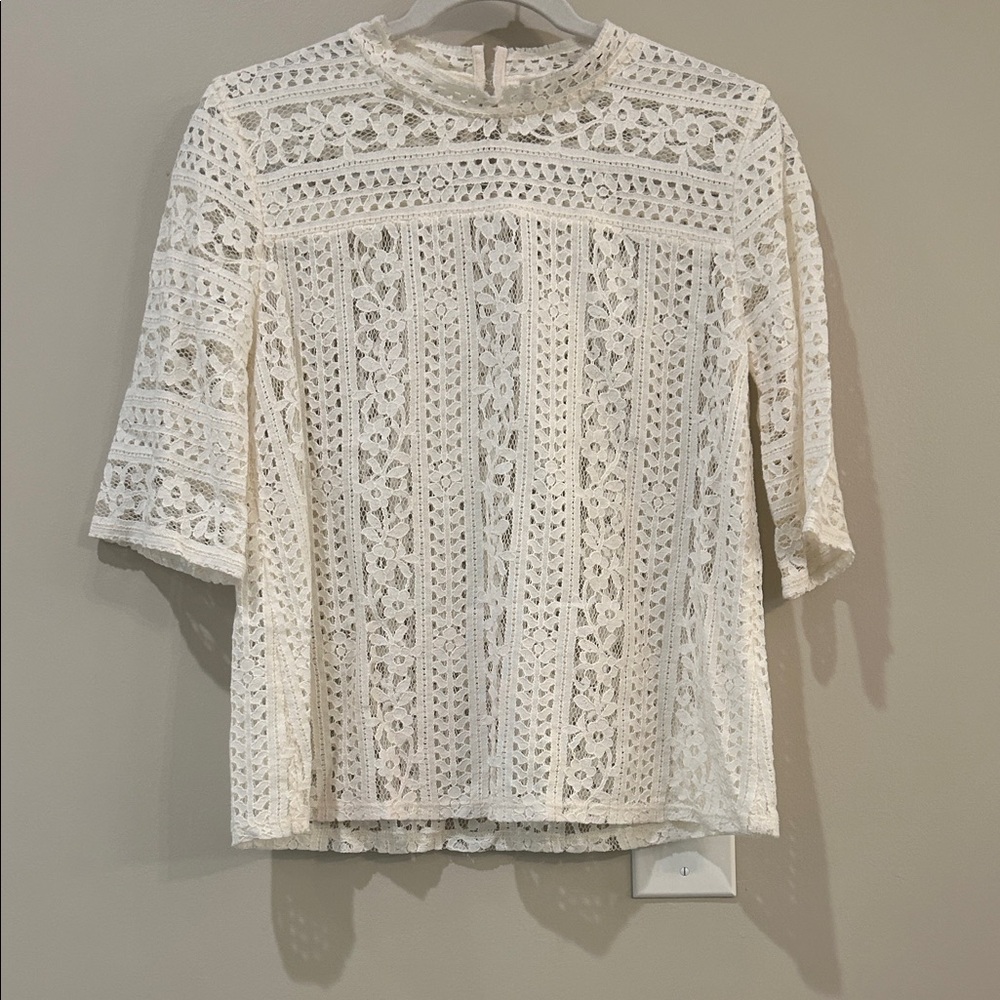 Loft Elegant White Lace Top